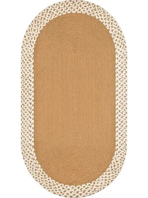 Vivense Rixo Çift Taraflı Jüt Kahve-Krem Oval Halı, 100X150