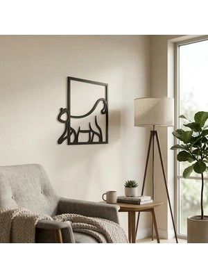 Bezos Modern Kedi Duvar Tablosu Mdf Lazer Kesim Minimal Kedi Figürlü Duvar Süsü Şık Dekor