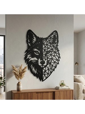 Bezos Geometrik Kurt Duvar Tablosu Mdf Lazer Kesim Modern Duvar Süsü Minimal Hayvan Figürlü Dekor