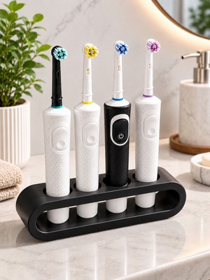 Şarjlı Diş Fırçası Standı 4'lü - Modern Şık ve Pratik Çözüm - Plastik Elektrikli Diş Fırçası Standı