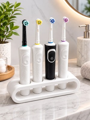 Şarjlı Diş Fırçası Standı 4'lü - Modern Şık ve Pratik Çözüm - Plastik Elektrikli Diş Fırçası Standı
