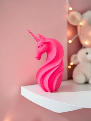 Todekora Pembe Unicorn Biblo Masaüstü Dekoratif Heykel Genç Kız Odası Aksesuarı 24 cm