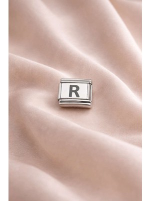 Birsence “r” Harf Charm – Çelik Bileklik Modülü, Kişiye Özel Harf Aksesuarı