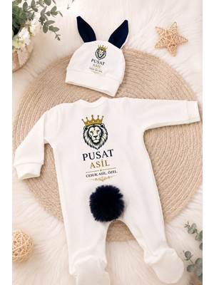 Perfect Mega Store Kişiye Özel Erkek Bebek Tulum ve Bere – Aslan Temalı Isme Özel Bebek Tasarımı