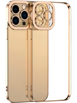 Ally Fashion Series iPhone 12 Pro Max Kılıf Renkli Kenar Lazer Çerçeveli Silikon KILIF-(5775) Siyah