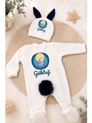 Perfect Mega Store Kişiye Özel Erkek Bebek Tulum ve Bere – Ay ve Kurt Temalı Isme Özel Bebek Giyim
