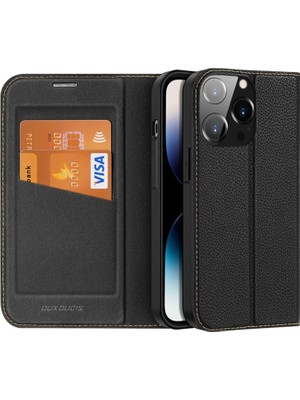 Dux Ducis iPhone 14 Pro 6.1 Kılıf Skin X2 Series Pu Deri Manyetik Kapaklı Kılıf Magnetic Folio CASE-(5775) Lacivert