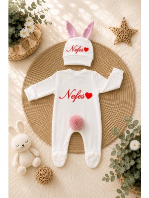 Perfect Mega Store Kişiye Özel Kız Bebek Tulum ve Bere – Isimli Kalp Temalı Yenidoğan Bebek Tulumu