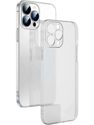 Ally iPhone 13 Pro Max 6.7inch Frosted Glass Şeffaf Kamera Korumalı KILIF-(5775) Siyah