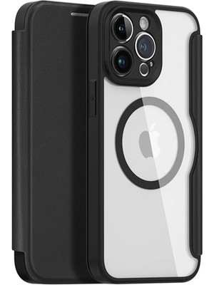 Dux Ducis iPhone 14 Pro 6.1 Kılıf Skin x Pro Series Magsafe Kapaklı Kılıf Folio CASE-(5775) Siyah