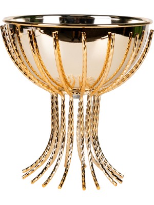 Herdekora Dekoratif Metal Vazo Ayaklı Tasarım Gold 20X22 Cm.