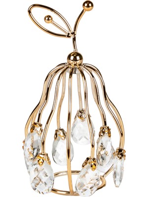 Herdekora Dekoratif Metal Armut Kristal Taşlı Gold 9X16 Cm.
