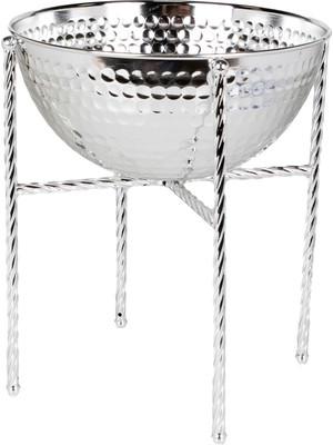 Herdekora Dekoratif Metal Vazo Ayaklı Gümüş 26X31 Cm.