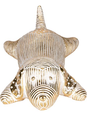Herdekora Dekoratif Biblo Köpek Figürü Gold-Beyaz 16X9,5 Cm.