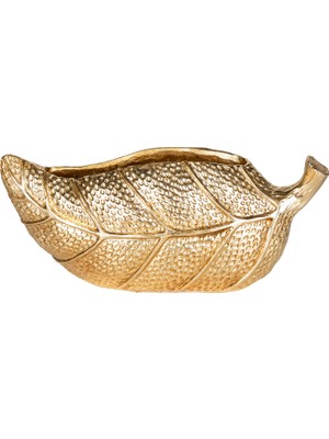 Herdekora Dekoratif Yaprak Vazo Gold  33X13,5 Cm.