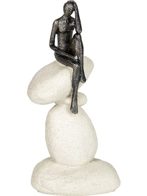 Herdekora Dekoratif Biblo Taşlar Üzerinde Kadın Siyah 12,5X25,5 Cm.