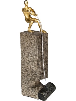 Herdekora Dekoratif Biblo Ağırlık Çeken Adamlar Gold 7X33 Cm.