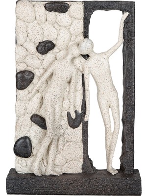 Herdekora Dekoratif Biblo Taş Duvarda Aşıklar Gri-Beyaz 21X30 Cm.
