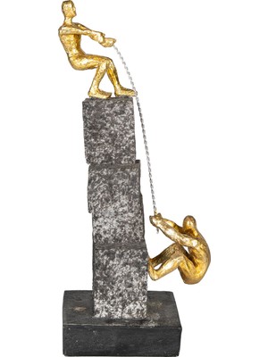 Herdekora Dekoratif Biblo Birbirlerini Çeken Adamlar Gold-Siyah 12X36 Cm.