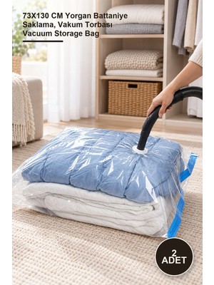 Yenilig 2 Adet Vakumlu Hurç Poşet – 73X130 cm Yorgan Battaniye Saklama, Vakum Torbası Vacuum Storage Bag