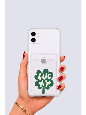 Northcity iPhone 12 Kartlıklı Lucky Yonca Desenli Kılıf
