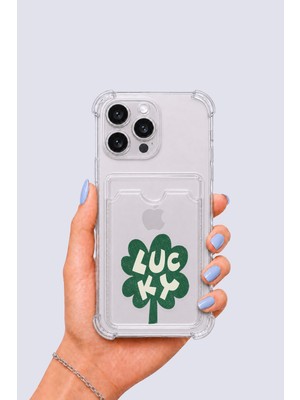 Northcity iPhone 15 Pro Max Kartlıklı Lucky Yonca Desenli Kılıf