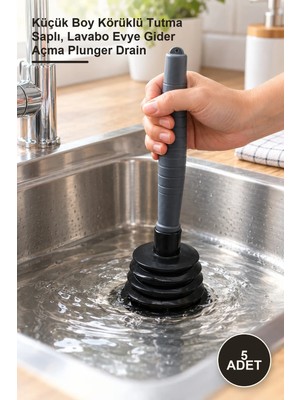 Yenilig 5 Adet Lavabo Pompası – Küçük Boy Körüklü Tutma Saplı, Lavabo Evye Gider Açma Plunger Drain
