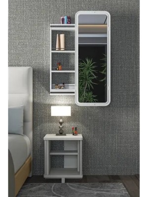Vivense Mina Aynalı Takı ve Aksesuar Dolabı, Beyaz