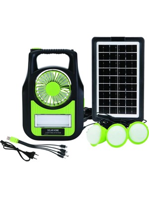 Store GS-909 Bluetooth Radyo USB Güneş Paneli Dahil Solar Enerjili 3 Ampullü Şarjlı Spot Fener