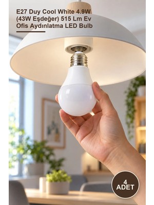 Yenilig 4 Adet LED Ampul – E27 Duy Cool White 4.9W (43W Eşdeğer) 515 Lm Ev Ofis Aydınlatma LED Bulb