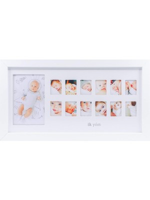 Store Ilk Yılım Fotoğraf Anı Çerçevesi - Dekoratif Bebek Odası 12 Aylık Resim Hatıra Çerçevesi