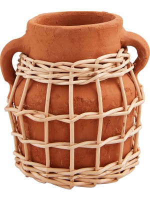 Store Küçük Terracotta Rattan Vazo; 5 1/2 "x 4 3/4" Çap