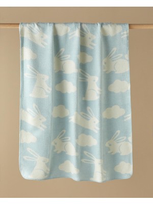 Store Poffy Bunny Pamuklu Bebe Battaniye 100X120 cm Mavi