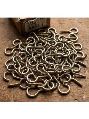 Store Beşel Gold Piton Kanca Seti - [100 Adet] Paket, Vidalı Soru Işareti Askı, Ahşap ve Duvar Için Metal Vidalı Kanca, Avize, Saksı ve Avadanlık Askısı, Sarı Çinko Kaplama (22X130)