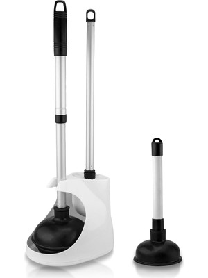 Store 60168A Tuvalet Pompası Seti | 4 Parça | Bonus Mini Lavabo ve Tahliye Pompası, Fırça ve Kutu | Kompakt | Patentli Çok Açılı Tasarım | Teleskopik Alüminyum Sap, Siyah