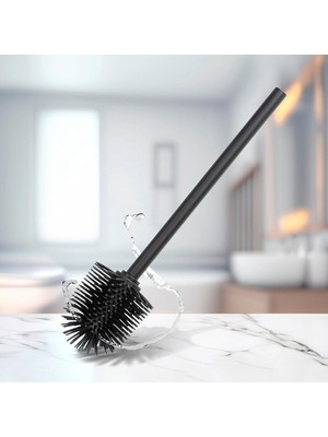 Store Siyah Saplı Silikon Yedek Fırça Ø 8 cm Silikon Yedek Başlıklı Yedek Tuvalet Fırçası Siyah