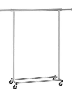 Store Tekerlekli Elbise Askısı, Ağır Hizmet Tipi Elbise Askısı, Uzatılabilir Elbise Askılı, 90 kg Yük Kapasitesi, Kolay Montaj, Taşınabilir, Gümüş HSR13S