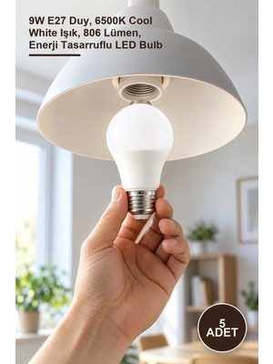Yenilig 5 Adet Beyaz LED Ampul – 9W E27 Duy, 6500K Cool White Işık, 806 Lümen, Enerji Tasarruflu LED Bulb