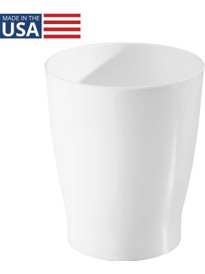 Store Idesign Banyo, Yatak Odası, Ev Ofis, Yurt Için Kompakt Yuvarlak Plastik Çöp Kovası, 19,6 cm x 19,6 cm x 23,1 Cm, Franklin Koleksiyonu, Beyaz