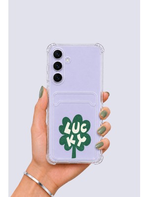 Northcity Samsung Galaxy S25 Fe Kartlıklı Lucky Yonca Desenli Kılıf