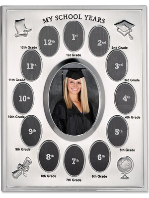 Store (1, Silver) - 835080 My School Years Silver Plated 8X10 Multi Picture Frame