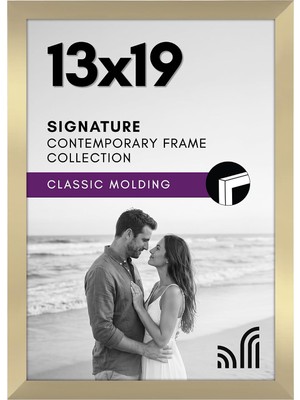 Store 13 x 19 Altın Resim Çerçevesi - Parçalanmaya Dayanıklı Camlı Kompozit Ahşap - Duvar Için Yatay ve Dikey Biçimler Dahil Asma Donanımı