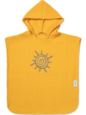 Store 4 Katlı Nakışlı Müslin Panço 5-8 Yaş - Hardal
