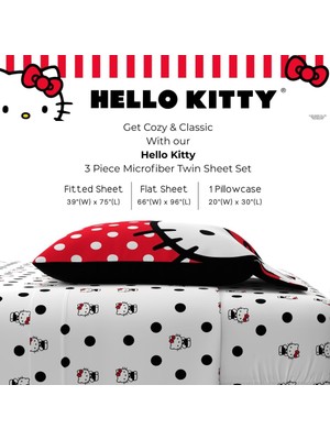 Store Hello Kitty Bedding Süper Yumuşak Mikrofiber 3 Parça Ikiz Çarşaf Seti, (Resmi Lisanslı Ürün)