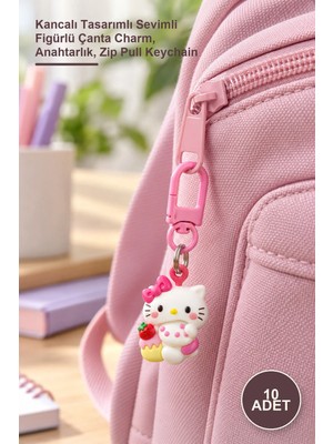 Yenilig 10 Adet Fermuar Süsü – Kancalı Tasarımlı Sevimli Figürlü Çanta Charm, Anahtarlık, Zip Pull Keychain