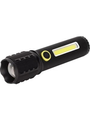 Store Jf-72 Power Led, Cob LED Zoomlu Flash Özellikli Şarjlı Metal Kasa Profesyonel El Feneri