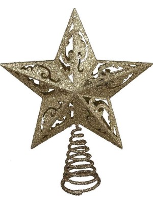 Store Kurt Adler Noel Ağacı Tepe Süsü, 5-Zackiger Yıldız Altın Renkli Glitzerverzierung (20,32 Cm)