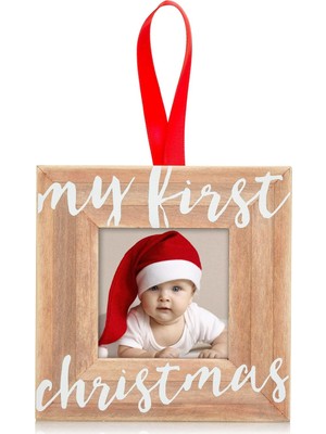 Store Bebeğin Ilk Noel Ahşap Resim Çerçevesi Süsü, Ebeveynleri Beklemek Için, Rustik Tatil Süsü