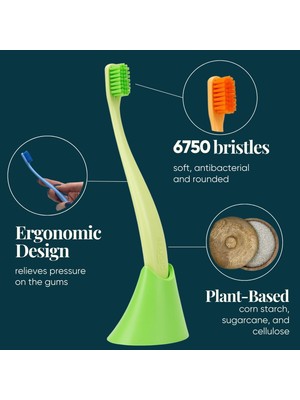 Store Box, Diş Fırçası + Tutacak, Yeşil – 6750 Antibakteriyel Yumuşak Kıl, Lignin Biyoplastik Sap, Italyan Tasarımı, Alman Üretimi