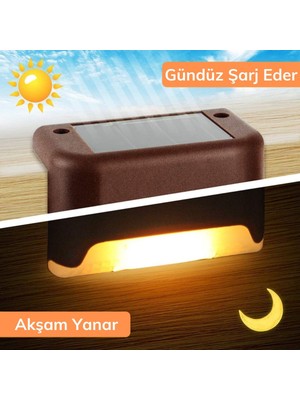 Store Solar Güneş Enerjili Şarj Edilen Köşebent Merdiven Veranda Bahçe Yolu LED Lamba Işık 4 Adet